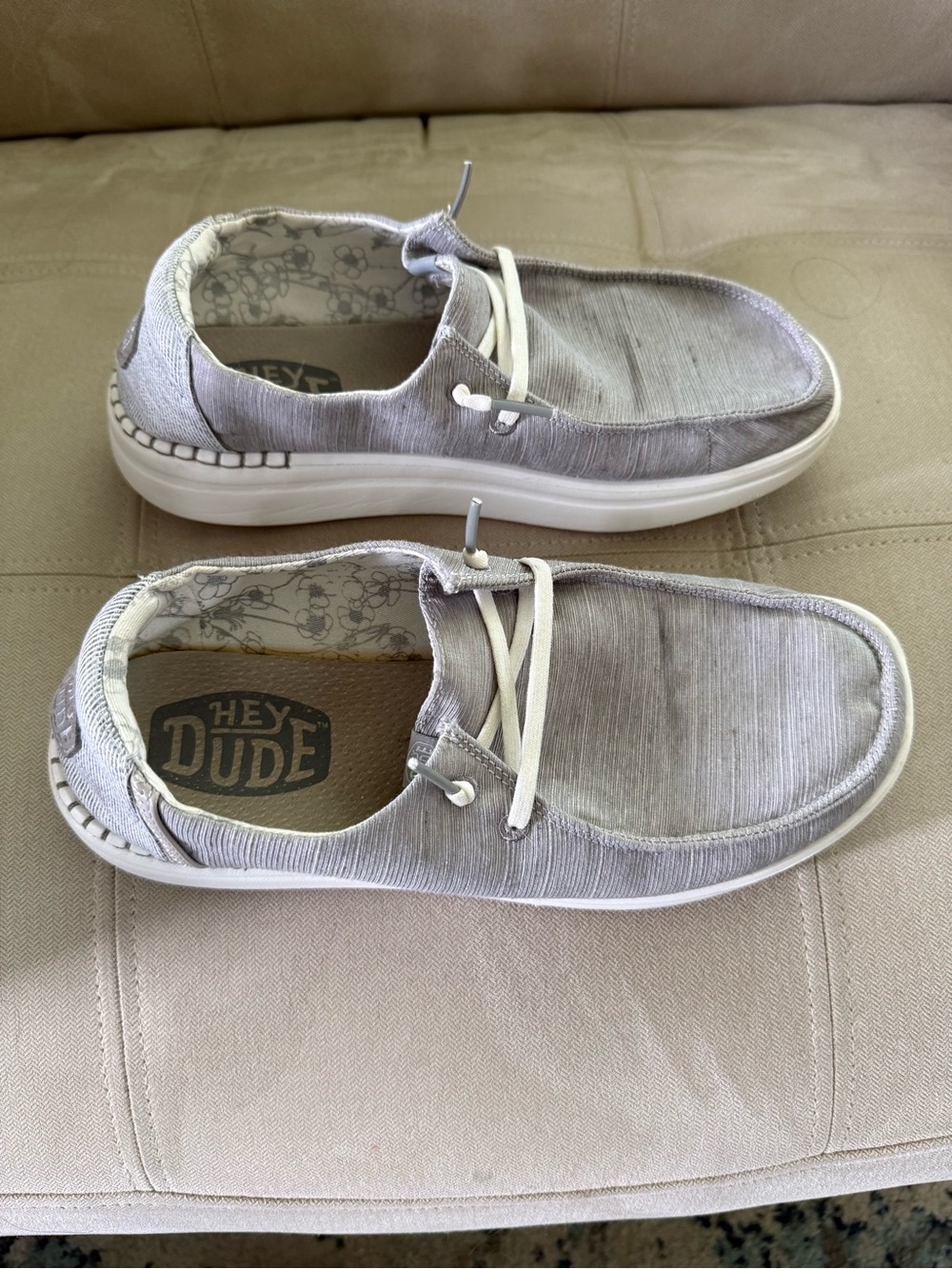 Hey Dude Light Grey Wendy Rose Canvas Slip-On Shoes